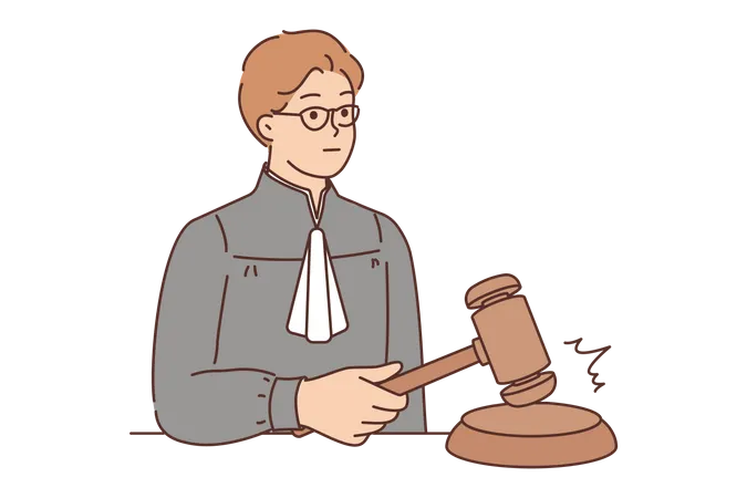 Court judge giving order  Illustration