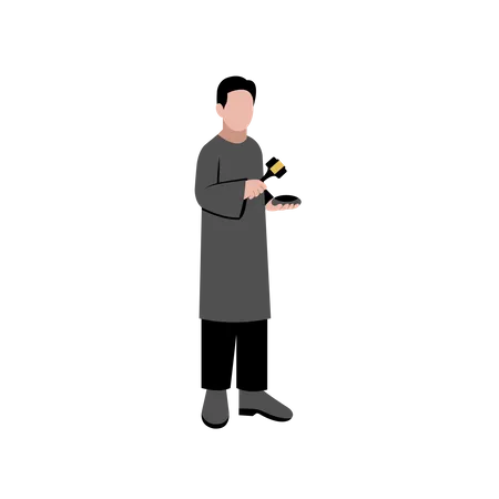 Court judge stand while holding hammer and gavel Illustration