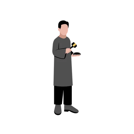 Court judge stand while holding hammer and gavel  Illustration