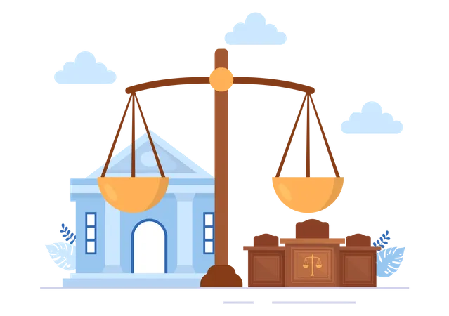 Court with Law  Illustration