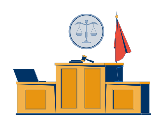 Courtroom interior with judge bench  Illustration