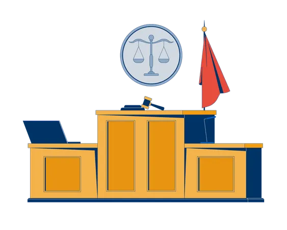 Courtroom interior with judge bench  Illustration
