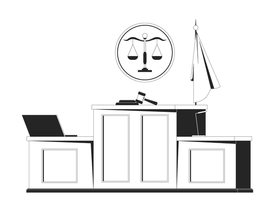 Courtroom interior with judge bench  Illustration