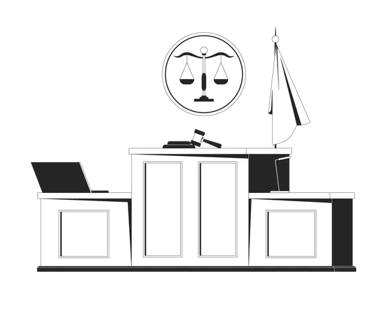 Courtroom interior with judge bench  Illustration