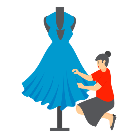 Une couturière qui répare la beauté à chaque point  Illustration