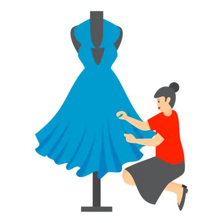Une couturière qui répare la beauté à chaque point  Illustration