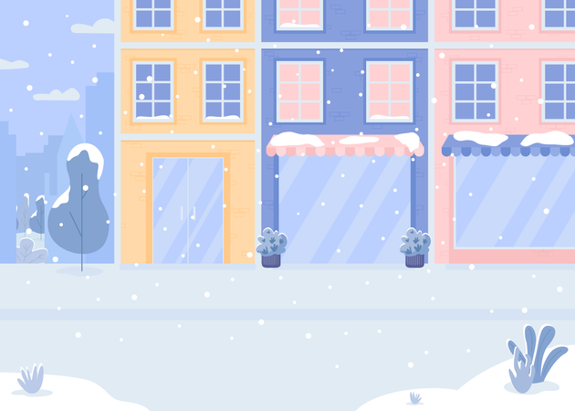 Covered with snow street  Illustration