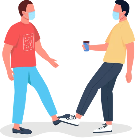 Covid Feet Greetings Flat Color Vector Faceless Character Meeting Friends During Corona Virus Pandemia New Reality Isolated Cartoon Illustration For Web Graphic Design And Animation 일러스트레이션
