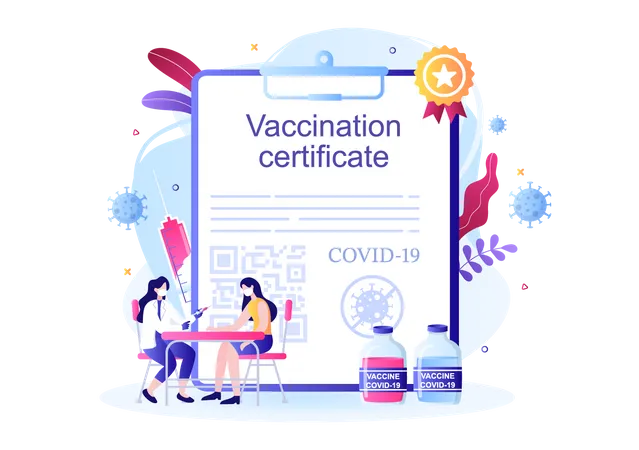 Covid 19 Vaccination Certificate Icon With A Document As Proof Of Being Vaccinated In The Form Of A Card Or Scan On A Smartphone Background Vector Illustration Illustration