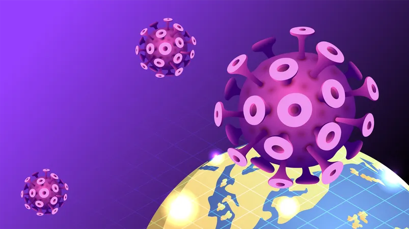 3 D Isometric Web Banner Covid 19 Virus Or Coronavirus Outbreak In 2020 With World Globe COVID 19 Virus Pandemic Concept Illustration