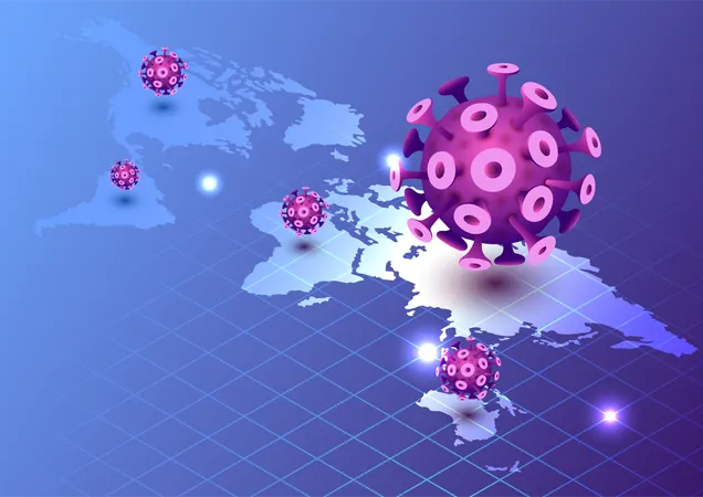 3 D Isometric Web Banner Covid 19 Virus Or Coronavirus Outbreak In 2020 With World Map COVID 19 Virus Pandemic Concept Illustration