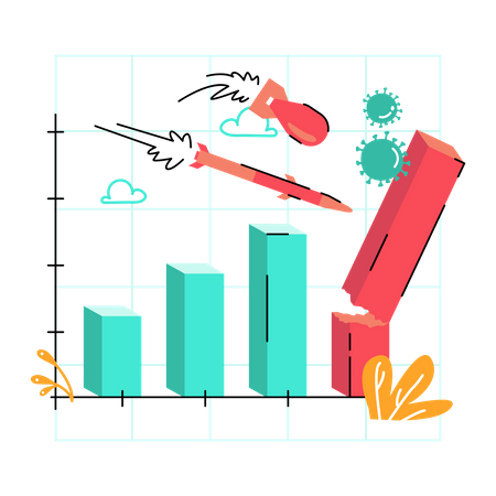Covid and war affecting economic charts  Illustration