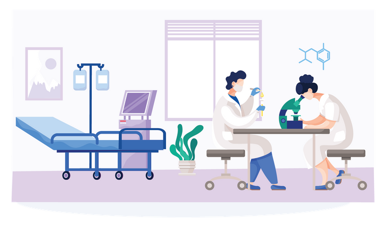 Covid doctors working on experiment  Illustration