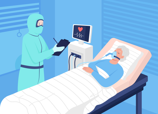 Covid patient in intensive care  Illustration