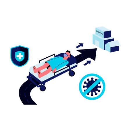 Covid positive patient taken to hospital  Illustration