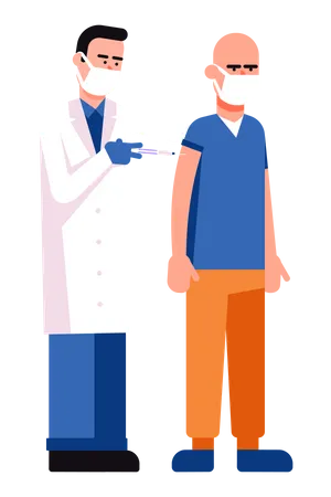Mass Vaccination Doctor Inject Vaccine To The Patient Corona Virus Prophylactic Vector Illustration Illustration