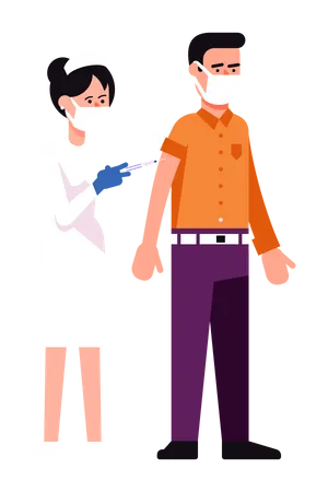 Mass Vaccination In Medical Clinic Nurse Gives Covid 19 Vaccine To Woman Patient Vector Illustration Illustration