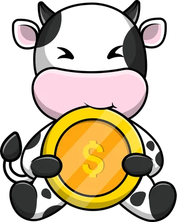 Cow Bite Gold Coin  Illustration