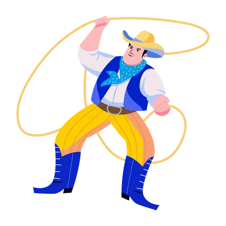 Cowboy avec corde  Illustration