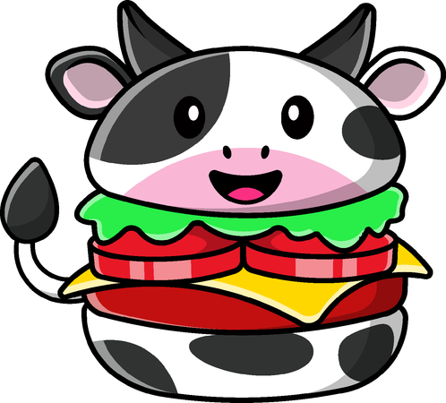 Cow Burger  Illustration