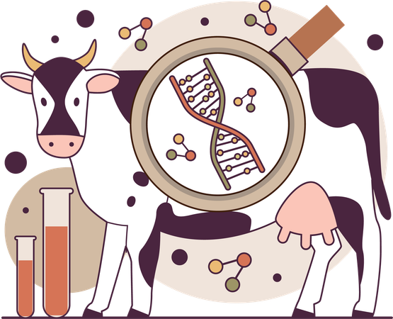Cow dna research  Illustration
