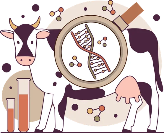 Cow dna research  Ilustración
