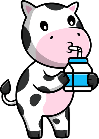 Cow Drink Milk  일러스트레이션
