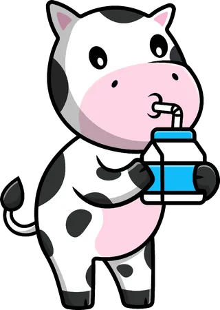 Cow Drink Milk  Illustration