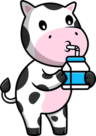 Cow Drink Milk  Illustration