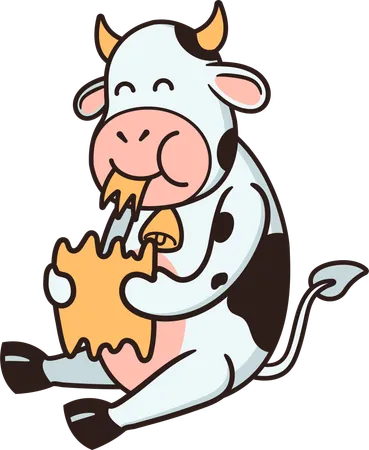 Cow eating food  Illustration