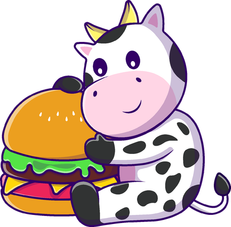 Cow Hug Burger  Illustration