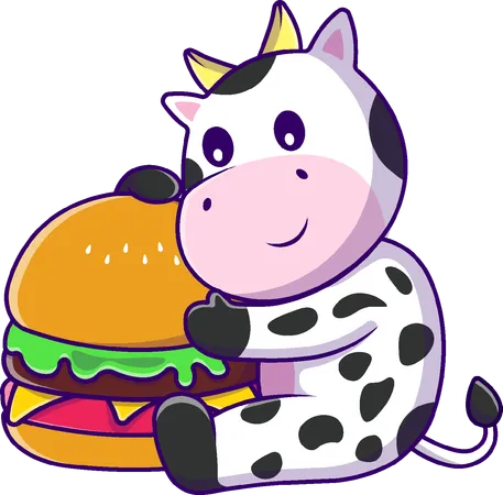 Cow Hug Burger  Illustration