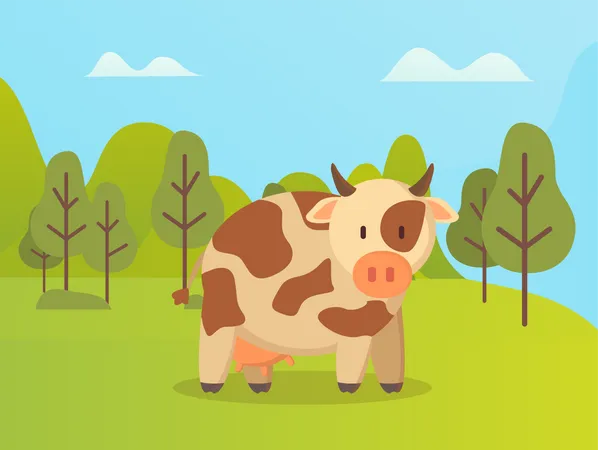 Cow in Park  Illustration