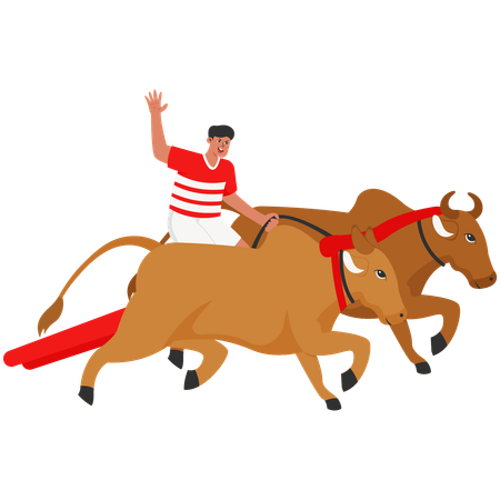 Cow Racing  Illustration