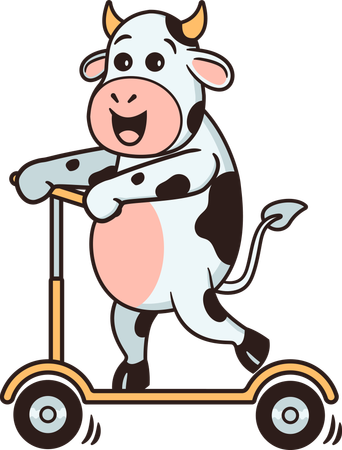 Cow riding scooter  Illustration