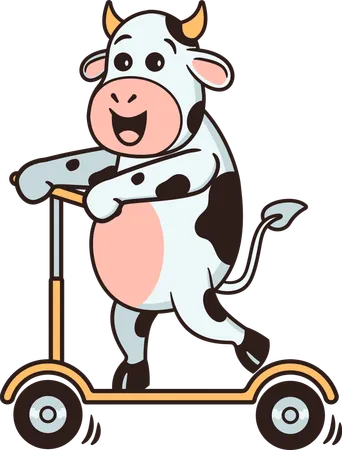 Cow riding scooter  Illustration