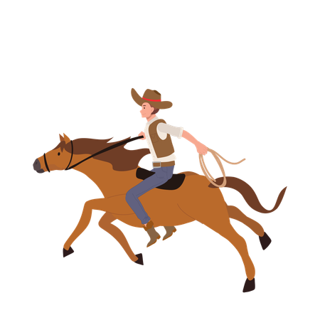 Cow-boy avec cheval au lasso  Illustration