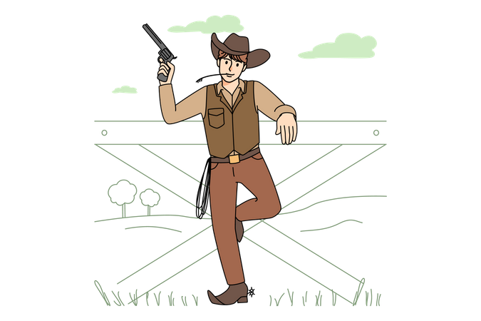 Cow-boy avec un pistolet  Illustration