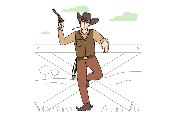 Cow-boy avec un pistolet  Illustration