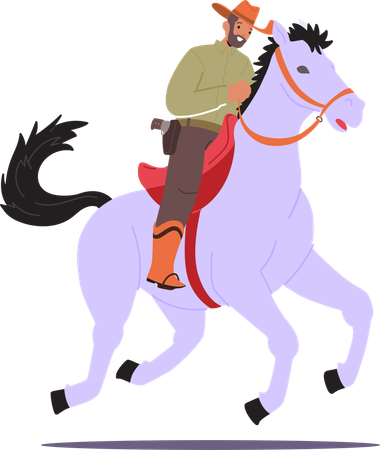 Cowboy controlling pet horse  Illustration