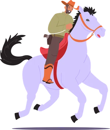 Cowboy controlling pet horse  Illustration