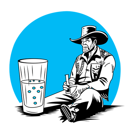 Cowboy Drinking  Illustration