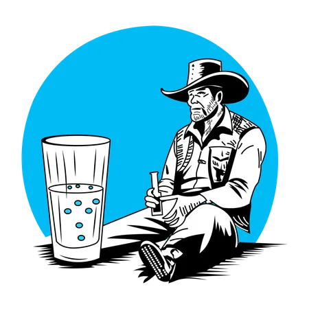 Cowboy Drinking  Illustration