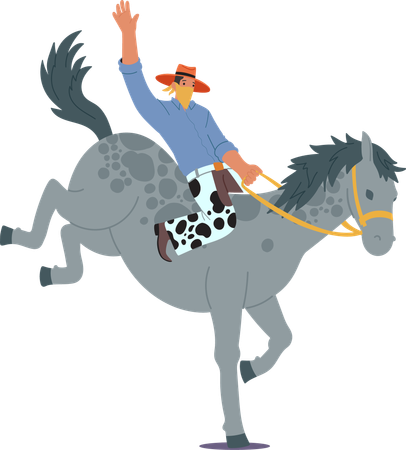 Cowboy enjoying horse ride  Illustration