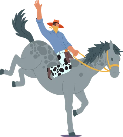 Cowboy enjoying horse ride  Illustration