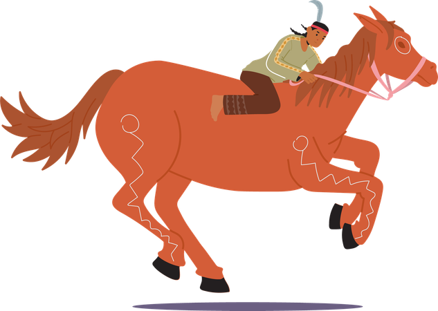 Cowboy galloping on horse  Illustration