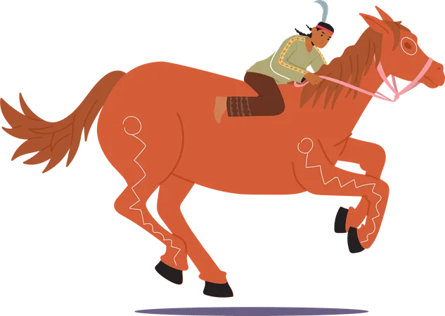 Cowboy galloping on horse  Illustration