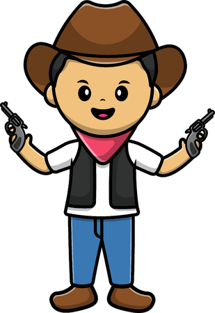 Cowboy Holding Gun  Illustration