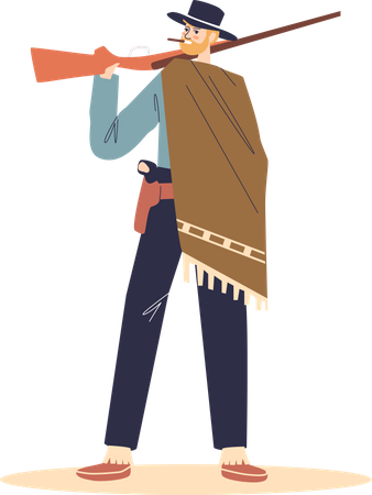 Cowboy holding gun Illustration