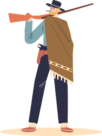 Cowboy holding gun  Illustration